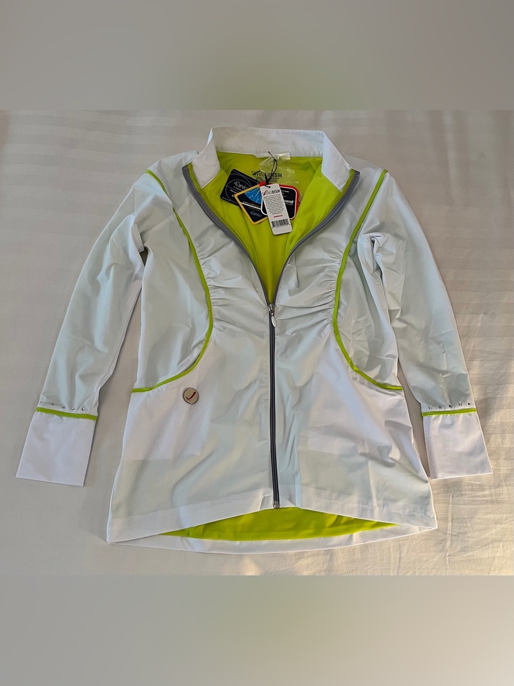 SwingDish Women’s White Golf Jacket with Swarovski Crystals